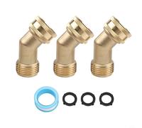 Codo de manguera de jardín de latón de 45 grados, rosca GHT de 3/4 pulgadas para grifos al aire libre, jardines y caravanas (3 piezas)