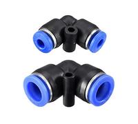Codo de plástico para conectar el tubo de conexión de 14 mm, tubo OD, neumático, aire push fit, cerradura de conexión azul, 10 unidades