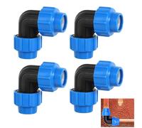 Codo de Plástico PE, 4 Piezas Roscado PP Tubo PE, Codo de Compresión para Tubería de Polietileno de 25mm x 25 mm, Racor de Fontanería de 90 Grados, para el Agua Pipe Pe De Compresión