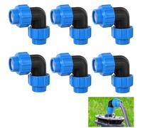 Codo de Plástico PE, 6 Piezas Roscado PP Tubo PE, Codo de Compresión para Tubería de Polietileno de 25mm x 25 mm, Racor de Fontanería de 90 Grados, para el Agua Pipe Pe De Compresión