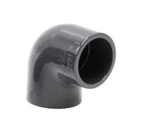 Codo de PVC 90° I Racor encolable doble manguito PN16 I 32 mm 1" PVC-U gris I para tuberías de presión y aspiración en piscina riego y circuitos de agua I bm082