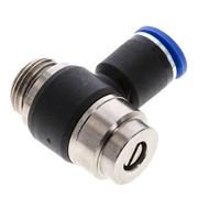 Codo de salida del silenciador de control de flujo 12 mm - G1/2'' Latón/PA 66 Tornillo ranurado