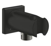 Codo de salida GROHE Rainshower con soporte mural, florón cuadrado de 48 x 48 mm, rosca de 1/2", cuerpo metálico, válvula antirretorno, acabado Matt Black, 266592430.