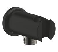 Codo de salida GROHE Rainshower con soporte mural, florón redondo de Ø 48 mm, rosca de 1/2", cuerpo metálico, válvula antirretorno, acabado Matt Black, 266582430.