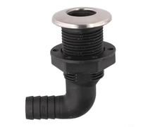 Codo de sentina a través del casco de 19 mm con cabeza de acero inoxidable para sistemas de fontanería y ventilación de barcos, conector de manguera compatible con 33 mm