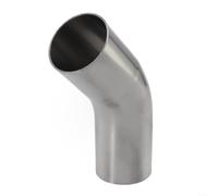 Codo de tubo de 45 grados para tubo de escape, codo de acero 304, codo de 19 mm a 51 mm de diámetro con grosor de pared de 1,5 mm para reparación automotriz y sistemas de conductos industriales, plata