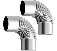 Codo de tubo de estufa de 90 grados, 80 mm (3,15 pulgadas), acero inoxidable, 2 unidades for conducto de chimenea.