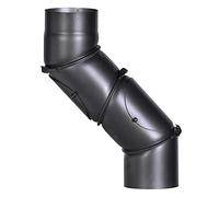 Codo de tubo de estufa universal de acero de 2 mm de grosor (tubo de humo) de 120 mm de diámetro, para estufas y fuegos Senotherm, negro, ajustable de 0 a 90 grados, con dos puertas de limpieza.