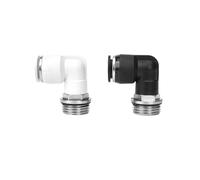 Codo roscado de 90 grados en blanco y negro, junta neumática PLG8-02, rosca externa de ángulo recto, junta de enchufe rápido (PLG4-M5)