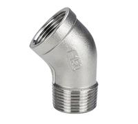 Codo tipo zanja, Codo de 45 grados, 1/4" 3/8" 1/2" 3/4" 1" 1-1/4" 1-1/2" 2" Acoplador conector codo hembra a macho Accesorio tubería acero inoxidable 304, 1PCS(1 Inch)