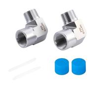 Codos de 90 grados con forma de tubo, adaptador roscado macho hembra con tapas para uso en fontanería, accesorio de metal inoxidable