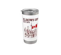 Codos hacia arriba Canadá Est 1867 Bandera Canadá Mapa Canadiense Vaso térmico de acero inoxidable de doble pared