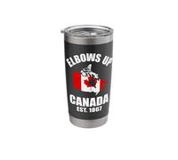 Codos hacia arriba Canadá Est 1867 Bandera de Canadá Mapa canadiense Canadá Vaso térmico de acero inoxidable de doble pared