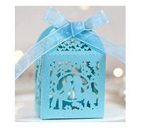 Codulu 50 PCS cajas regalo de boda con pareja,azul | Anfitriones,invitados,fiesta,baby shower,cumpleaños,material papel,con cintas,embalaje plano,caja de regalo,cajas dulces