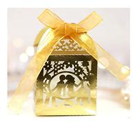 Codulu 50 PCS cajas regalo de boda con pareja,dorado refl | Anfitriones,invitados,fiesta,baby shower,cumpleaños,material papel,con cintas,embalaje plano,caja de regalo,cajas dulces