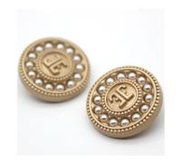 Codulu Botones de perlas vintage de metal redondo para coser suéter, camisa de repuesto, para manualidades, accesorios de tela, manualidades, decoración (2 unidades), 25 mm, dorado, B