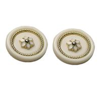 Codulu Botones elegantes de flores redondos, para coser, para tejer, remplazo para manualidades, accesorios de tela, decoración (2 unidades), 21 mm, color blanco