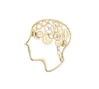 Codulu Broche de cerebro mecánico para hombre, mujer, niño y niña, regalo, 3.1*2.8cm, Metal