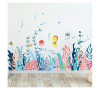 Codulu Calcomanías de pared con animales del océano, animales marinos, caballito de mar, calcomanías de pared para dormitorio de niños, sala de estar, jardín de infantes, decoración de pared