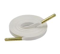 Codulu Cordones planos de piel sintética para zapatos con puntas de metal dorado, 7 mm de ancho, cordones de repuesto para zapatillas deportivas, patinaje, botas deportivas, 120 cm, White, 120