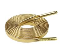 Codulu Cordones planos de piel sintética para zapatos con puntas de metal dorado, 7 mm de ancho, cordones de repuesto para zapatillas deportivas, patinaje, botas deportivas, 120 cm, Gold, 120