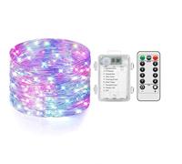 Codulu Guirnalda de luces que funcionan con pilas, con luces LED parpadeantes, 8 modos para iluminación interior y exterior, árbol de Navidad, dormitorio, fiesta, boda, decoración, luz multicolor, 10