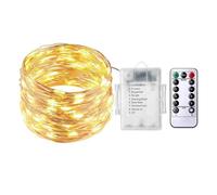 Codulu Guirnalda de luces que funcionan con pilas, con luces LED parpadeantes, 8 modos para iluminación interior y exterior, árbol de Navidad, dormitorio, fiesta, boda, decoración, luz cálida, 10 m