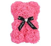 Codulu Oso de Rosas con Lazo Negro y Cristal - 25 cm Flores Artificiales Oso de Rosas Cumpleaños para su Novia Esposa Día de la Madre Navidad - (#1)
