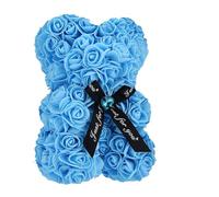 Codulu Oso de Rosas con Lazo Negro y Cristal - 25 cm Flores Artificiales Oso de Rosas Cumpleaños para su Novia Esposa Día de la Madre Navidad - (# 6)