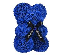 Codulu Oso de Rosas con Lazo Negro y Cristal - 25 cm Flores Artificiales Oso de Rosas Cumpleaños para su Novia Esposa Día de la Madre Navidad - (# 5)