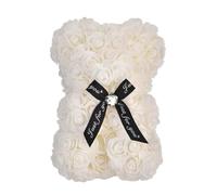 Codulu Oso de Rosas con Lazo Negro y Cristal - 25 cm Flores Artificiales Oso de Rosas Cumpleaños para su Novia Esposa Día de la Madre Navidad - (#2)