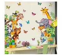Codulu Pegatinas de pared con diseño de animales del bosque, jirafas, elefantes, mariposas, para dormitorio de niños, sala de estar, cocina, sofá, TV, decoración de pared