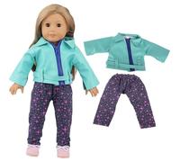 Codulu Ropa para muñecas Americanas de 18 Pulgadas: Trajes de Invierno,Chaqueta de Cuero,Camiseta,Pantalones,Accesorios para muñecas de 43 a 46 cm,muñecas bebé,3 Piezas/Juego,Azul