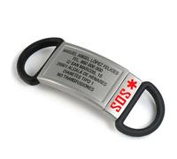 Codylife Slider | Adaptador de Seguridad Universal con Placa SOS | Identificador Médico para Correas de Reloj y Pulseras de Actividad | Acero Inoxidable y Silicona Flexible