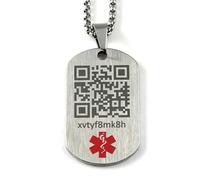 Codylife Style - Colgante Identificador Médico QR | Placa Dog Tag Acero Inoxidable | Cadena Incluida | Código QR Grabado Láser | Alerta SOS Emergencias | Sin Cuotas | Hombre y Mujer