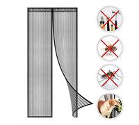 Coedou Cortina Mosquitera Magnética para Puertas, Magnético Puerta de la Pantalla de Insectos, protección de Insectos Mosca Cortina (Negro, 80 x 210 cm)