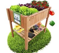 Coemo Jardinera de Madera de 120 x 60 x 90 cm con balda, semillero, Maceta, Kit de construcción para Verduras, Hierbas en jardín, terraza y balcón