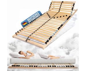 Coemo Somier con cabecero ajustable - 90 x 220 cm - Somier con 32 listones de 7 zonas - Dureza ajustable - para todos los tipos de colchones también para camas dobles, 180 x 220 cm