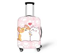 COEQINE Axolotl - Funda para equipaje de viaje, elástica, lavable, 45,7 a 81,3 cm, Bonito patrón kawaii de perros y gatos de Corgi, M