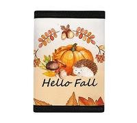 COEQINE Billetera para niños y niñas de 9 a 12 años, hucha de Navidad para niños pequeños, cartera de cumpleaños triple con fiesta de Navidad, Hello Fall Pumpkin Hedgehog