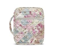 COEQINE Bolsa biblica multicolor rosa con retazos florales con bolsa de almacenamiento de suministros de estudio, bolsa de viaje para fin de semana, bolsa de viaje para mujer, con asas, 27 x 21 x 5,5