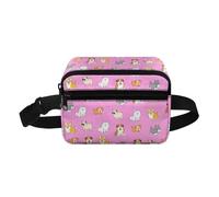 COEQINE Bolsa de Navidad pequeña para familia, hijo, hombres y mujeres, patrón de moda, cintura alta, con correa para el hombro, Pink Cute Dogs Kawaii, Mochila infantil