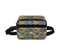 COEQINE Bolsa de Navidad pequeña para familia, hijo, hombres y mujeres, patrón de moda, cintura alta, con correa para el hombro, Animal de dibujos animados gris dinosaurio, Mochila infantil