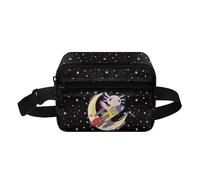 COEQINE Bolsa de Navidad pequeña para familia, hijo, hombres y mujeres, patrón de moda, cintura alta, con correa para el hombro, Black Stars Sky Cute Axolotl Animal Rocket, Mochila infantil