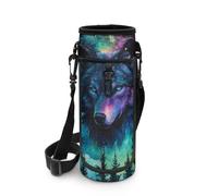 COEQINE Bolsa de transporte para botellas de agua para niños y niños, bolsa escolar con correa para teléfono para gimnasio de adultos, Galaxy Wolf Cool