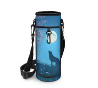 COEQINE Bolsa de transporte para botellas de agua para niños y niños, bolsa escolar con correa para teléfono para gimnasio de adultos, Cool Wolf Pink Flower