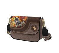 COEQINE Bolso bandolera marrón para mujer, de cuero, bolso de hombro, Wolf Wild