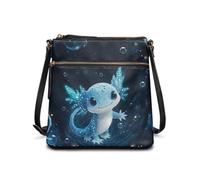 COEQINE Bolso de mano grande de cuero con diseño de mariposa para mujer, bolso cruzado de trabajo, con cremallera y fuente de la bandera del Reino Unido, Ajolote celestial