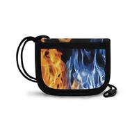 COEQINE Cartera azul para niños de 8 a 10 años con cordón, cartera de cumpleaños con cremallera portátil, Rojo Azul Fuego