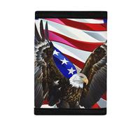 COEQINE Cartera de gato de tres pliegues, color negro, para adolescentes, niños, bolsa de dinero con bolsillo para monedas, deportes al aire libre, accesorios de viaje, bandera americana, águila,